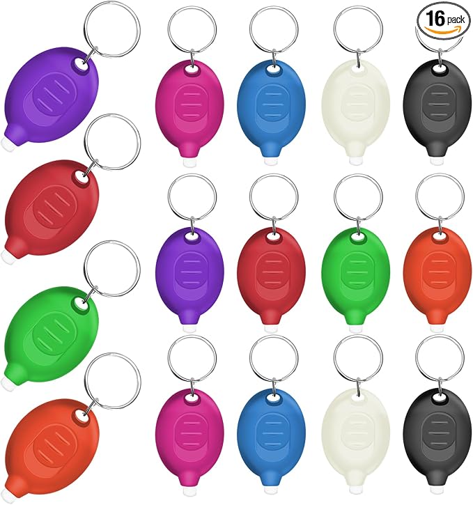 Mini LED Keychain Flashlight, Ultra Bright Tiny Flashlight, Small Keychain Flashlight White Light, Micro Pocket Key Ring LED Flashlight for Emergency Lighting - Multicolor Shell (16PCS)