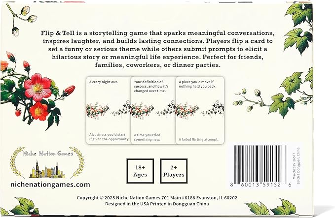 Flip & Tell - Conversation & Storytelling Activity for Friends & Family That Flips Between Hilarious and Heartfelt - Ideal for 4-6 Players - 200+ Prompts