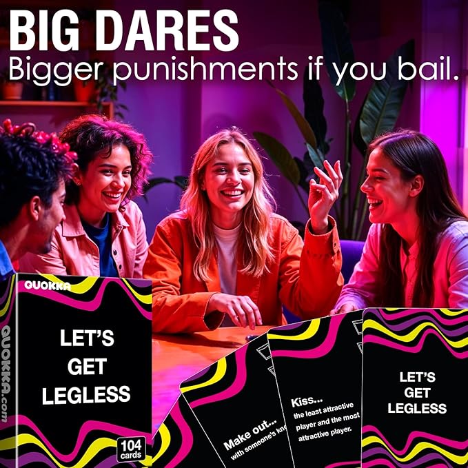 QUOKKA Card Games for Adults Let?™s Get Legless - Spicy Adult Games for Party Game Night with 104 Hilarious Dares & Risky Questions, Inappropriate Challenges to Spice Up The Night, Only 21+