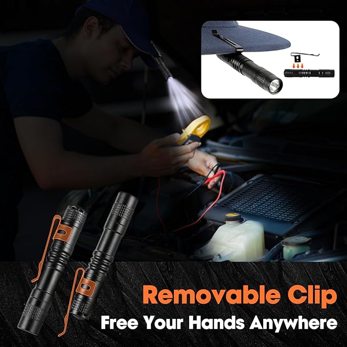 Pen Light Flashlight 10 PCS, LED Pocket Small Flashlight Torch with Clip, Mini Penlight Handheld Insepction Lights for Oudoor Camping Emergency