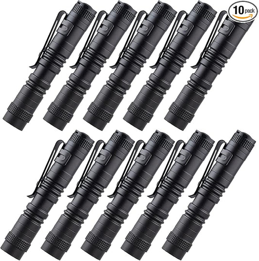 Beieverluck 10 Pack Small Mini Flashlights, Pocket Flashlight Penlight with Clip, Tactical Pen Light for Camping Outdoor Emergency Inspection Fathers Gifts for Dad Husband