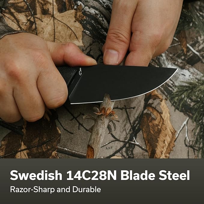CIVIVI Gander Fixed Blade Knife with Kydex Sheath, 3.63" 14C28N Blade Full Tang Knife Micarta Handle, Designed By Matt Gentry for Hunting Camping EDC C24058B-2 (Black)