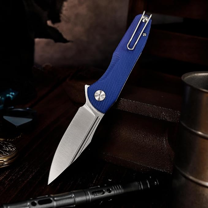 Flipper Knives,Pocke EDC Knife with Clip,Folding Knife for Menï¼?.26" 14C28N Steel Blade(Satin),G10 Scales for Outdoor Camping Tool - Antliae-03LG