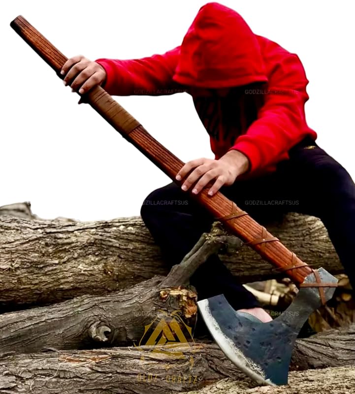 -Two Handed Berserker Axes Handmade Viking Axe Hatchet Norse Axe- 40" Long Two-Handed Berserker Axe Forged Axe - Bearded Axe - with Sheath(Large NorseAxe)