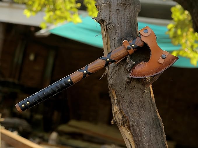 ANCILLA Viking Axe Prop of Ragnar Lothbrok - Bearded Axe for Viking Cosplay, Halloween Weapon Prop - Two-Handed Tomahawk Battle Hatchet- Hand-Crafted Norse Antique Gift for Hunting & Camping