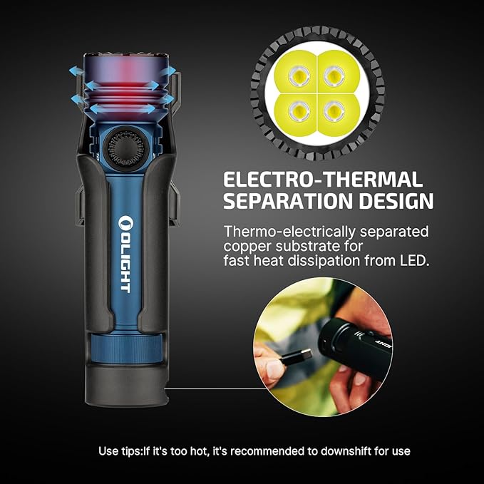 OLIGHT Seeker 4 Pro Rechargeable Flashlights, 4600 Lumens High Powerful Bright Light with USB C Holster, Waterproof IPX8 for Emergencies, Camping, Searching (Midnight Blue Cool White)