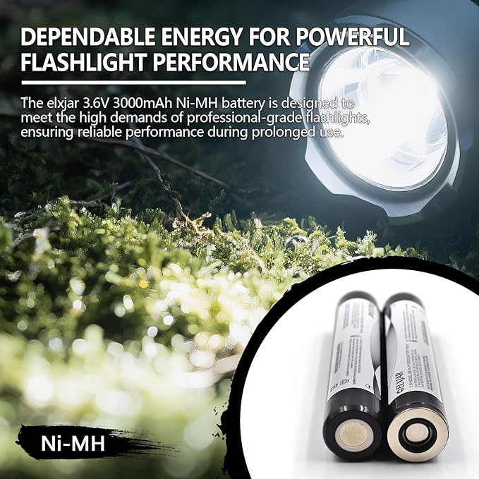 (2-Pack) 3.6V 3000mAh Ni-MH Rechargeable Battery Replacement for Streamlight Stinger DS LED HP XT 75175 75375 PolyStinger Pelican M9 Flashlight
