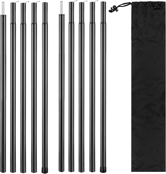 2 Sets Regulable Tent Poles, Camping Tent Tarps Poles with Storage Bag, Heavy Duty Poles Gear for Backpacking, Hiking Awning