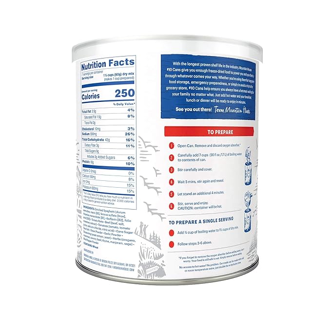 Mountain House Freeze Dried Classic Spaghetti with Beef Marinara #10 Can ??7 Servings per Can ??Emergency, Survival, Camping Canned Food ??30-Year Taste Guarantee ??Hunting & Backpacking ??Pack of 6