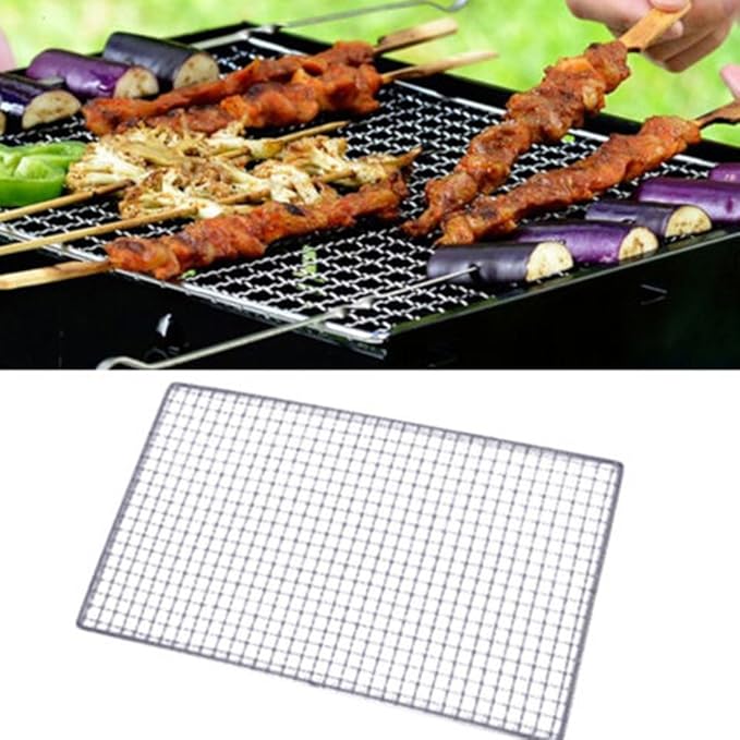 GEZICHTA Carbon Baking Mesh Mats, Barbecue Grill Net - Stainless Steel Cross Wire, 2540cm for Outdoor Picnic, BBQ