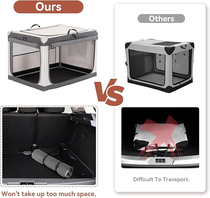 A4Pet Collapsible Dog Crate- 36 Inch Adjustable Stainless Steel Frame, Lightweight, Durable and Foldable Crate with 3-Door, Soft Sided Dog Kennel