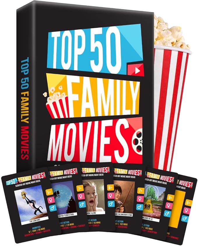 Premium Family Movie Night Scratch Off Cards ??Gifts For Families ??Kids Movie Game For Movie Lovers, Family Date Night, Sleepovers ??Family Night Ideas - Family Experience Gifts - Movie Night Gift