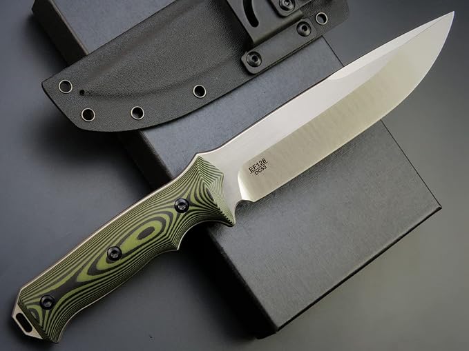 Eafengrow EF128 Fixed Blade Knife DC53 Steel Blade, Two Tone G10 Handle Full Tang Fixed Knifes Straight Knife for Working Camping Hunting Adventure EDC Tool Knife