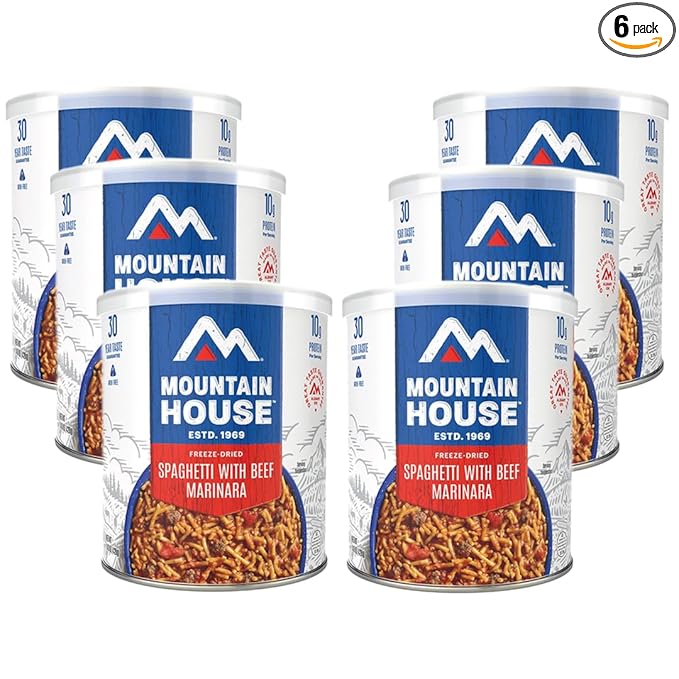 Mountain House Freeze Dried Classic Spaghetti with Beef Marinara #10 Can ??7 Servings per Can ??Emergency, Survival, Camping Canned Food ??30-Year Taste Guarantee ??Hunting & Backpacking ??Pack of 6