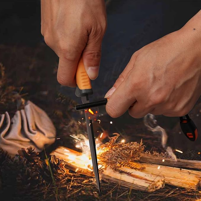 Fixed blade hunting knife-Stainless Steel Blade,Fixed blade knife with sheath, Fire Starter, Sharpener, Whistle and Compass,Survival Tactical Knife for Hunting,Fishing,Camping and Bushcraft