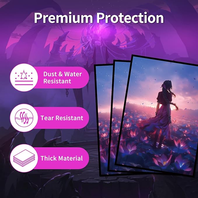 MTG Card Sleeves(Fantasy Lotus) Art Card Sleeves Deck Protector, Clear Front & Matte Back, Smooth Shuffle