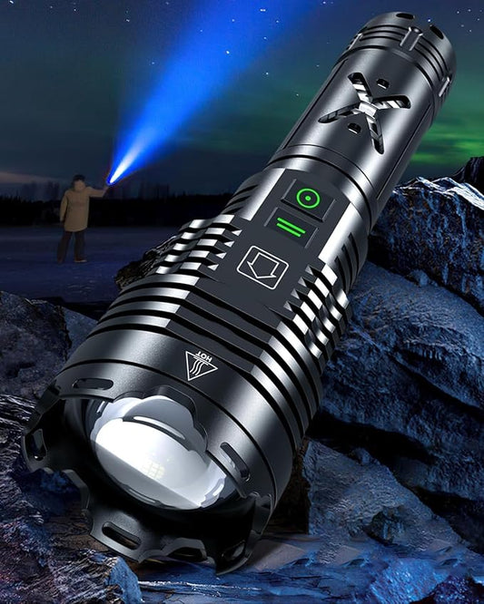 Super Bright Rechargeable Flashlight High Lumen 2000.001 Waterproof Tactical Powerful Led Flashlight Battery Powered With 6 Mode Zoomable Fast Charge, Handheld Flashlight For Camping Caving Emergency