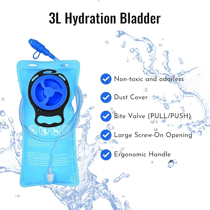Zavothy 18L Multipurpose Hiking Backpack with 3L Water Bladder ??Durable Hydration Backpack with Insulated Bladder Compartment, Hidden Helmet Holder & Rain Cover ??for Hiking, Commuting, and Camping