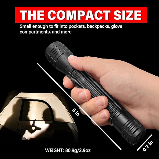 High Lumens Zoomable LED Flashlight, 3 Modes, AA Battery Powered ??Powerful for Camping, Outdoor, and Emergency Use,2-Pack