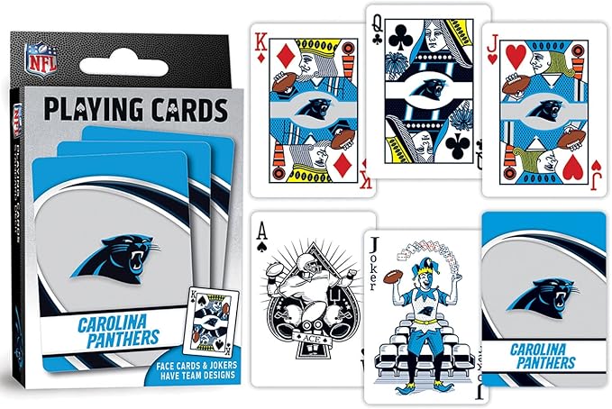 MasterPieces - NFL Playing Cards, Officially Licensed Carolina Panthers Football Deck, Family Games for Adults and Kids, Standard Size