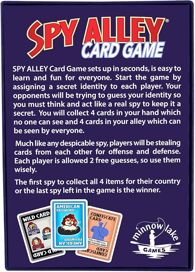 SPY ALLEY Card Game Bundled with Spy Trap Card Game. Family Friendly Strategy Games