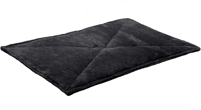 Furhaven ThermaNAP Self-Warming Cat Bed for Indoor Cats & Small Dogs, Washable & Reflects Body Heat - Quilted Faux Fur Reflective Bed Mat - Black, Small (Pack of 2)