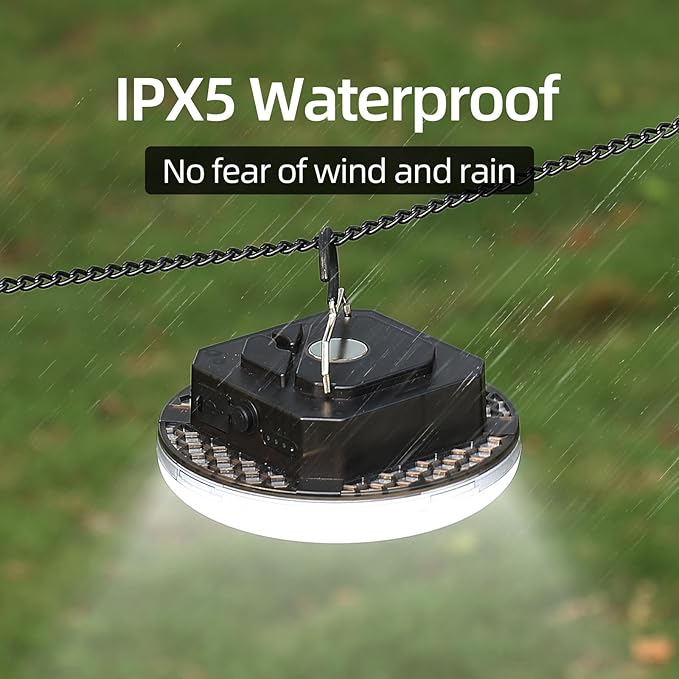 12000mAh (45W) Camping Hanging Tent Light Emergency Power Outage Lantern Home Use 4000LM 3 Modes IPX5 Waterproof Outdoor Walking Rock Climbing Work Rechargeable Camping Light