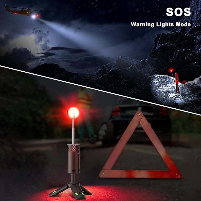 Camping Lights Rechargeable, Detachable Camping Lantern with Stand, Telescopic Waterproof Camp Lamp, Magnetic Work Hanging Light, LED Tent Flashlights for Emergency (Black)