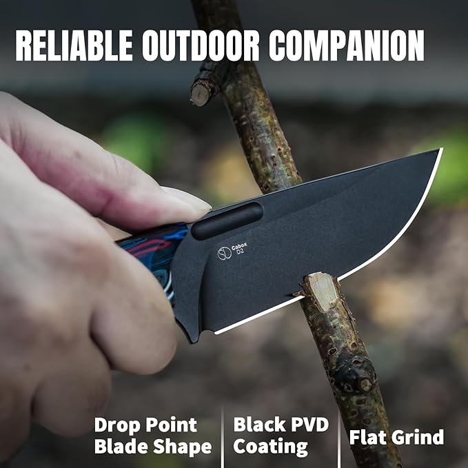 Kizer Cabox Fixed Blade Hunting Knife - 3.36" D2 Steel, G10 Handle with Sheath - Survival & Camping - 1048M1