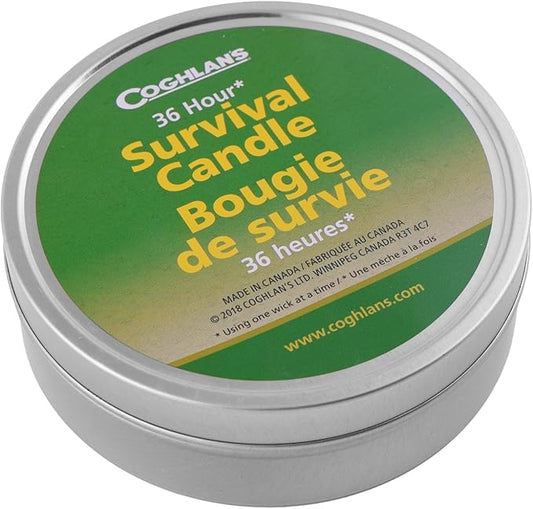 Coghlan's 36-Hour Emergency Survival Candle ??Paraffin Wax Candle in Aluminum Tin Container, Triple Wick, Long-Lasting Light for Camping, Power Outages, Hiking, and Emergency Preparedness Kits