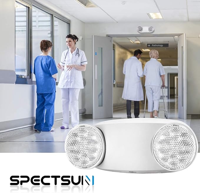 SPECTSUN 10 Pack LED Emergency EXIT Sign Lighting Combo- 120-277V Emergency Exit Lights for Home Power Failure-UL 924 Certified Commercial Emergency Light Fixtures,Ebulb Led Light Bulb