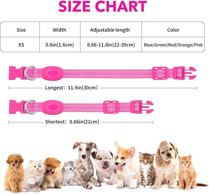 Illumifun LED Cat Collar, USB Rechargeable Light Up Dog Collar, Adjustable Safety Collar Light for Small Dogs Cats Glow in The Dark (Pink, X-Small)