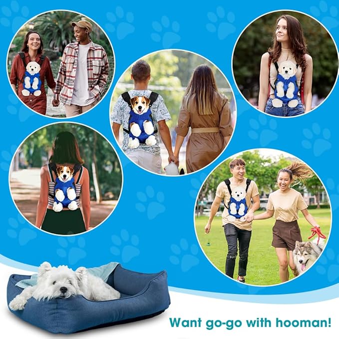 Dog Backpack Carrier, Adjustable Pet Front Carriers, Legs Out Carrying Sling Travel Bag for Small Medium Dogs 4-7 Lbs, Soft Wearable Puppy Chest Carry Backpacks for Walking/Hiking/Camping/Traveling