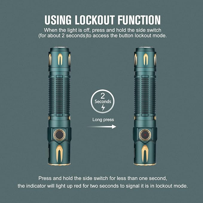 OLIGHT Warrior 3S 2300 Lumens Rechargeable Tactical Flashlight, Compact Dual-Switches LED Bright Light with Proximity Sensor, Powered by Customized Battery for Emergency (Dream Blue)