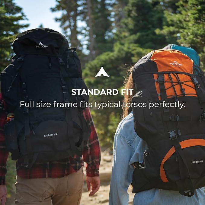 Teton 85L Explorer Internal Frame Backpack for Hiking, Camping, Backpacking, Rain Cover Included, Buck Brown