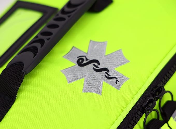Lightning X Mid-Sized First Responder EMT Bag | LXMB25 | Fully Stocked w/ 240+ First Aid, EMS & Trauma Supplies - Fluorescent Yellow