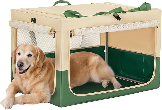 A4Pet Soft Sided Dog Crate - 40 Inch with Adjustable Stainless Steel Frame, Lightweight, Durable and Portable, Collapsible Dog Kennel with 3-Door