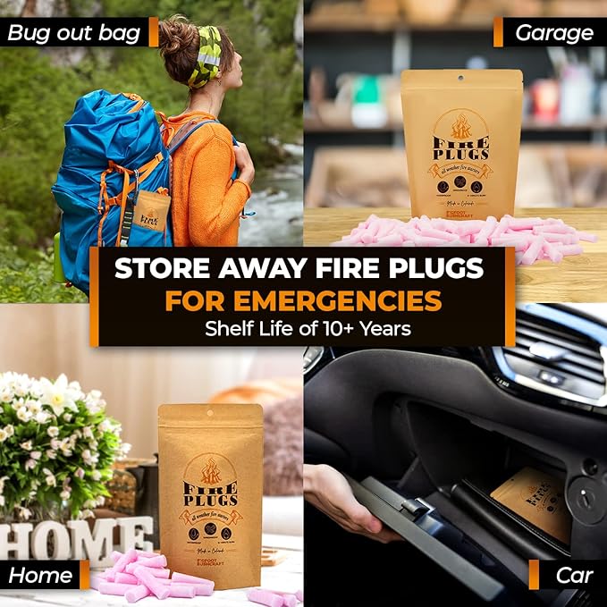 Non-Toxic Waterproof Fire Starters with 5+ Minute Burn for Emergencies, Survival, Campfires, Fire Pits, Grills - Made in The USA - 200 Pack