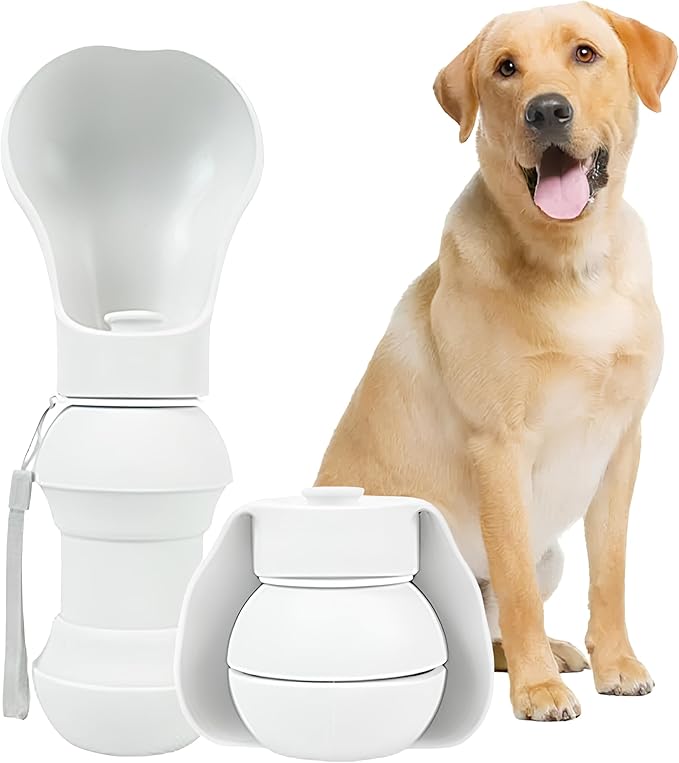 BMN Portable Dog Water Bottle, Collapsible Pet Water Bottle,Large Capacity for Big Dogs, Leak-Proof Travel Dispenser, Foldable Bowl for Hiking Walking Outdoors,19oz