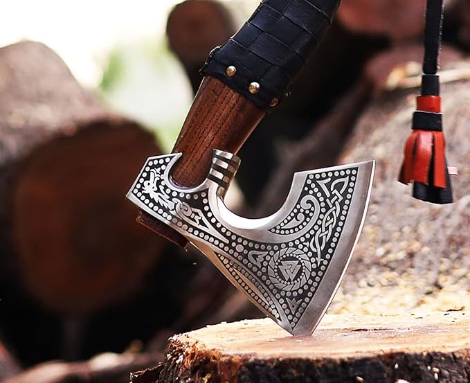 Handmade 17" Viking Axe with Sheath - Norse Medieval Axe | Nordic Style Hatchet | Decorative Collectible | Viking Gift for him | Birthday Anniversary Christmas (EBX-02)