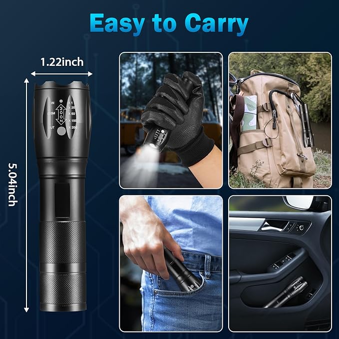 12Pack LED Flashlights High Lumens, 5Mode Tactical Flashlight for Home, Small Flashlights Powerful, Pocket Flashlight Bright, Adjustable Torch Light, Mini Flash Light for Emergencies Camping Outdoor