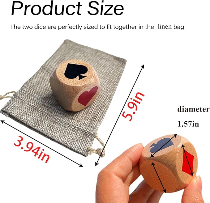 For Compatible with Trump Marker/Indicator Wood Big Size 1.57'' use with Euchre, Pinochle, Bridge,Lucy Dice, and Great Euchre Gift for Card Game Enthusiasts, Comes with Linen Storage Bag. (1)