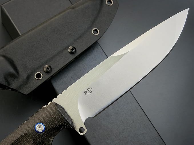 Eafengrow EF131 Fixed Blade Knife,DC53 Steel Blade,Micarta Handle Full Tang Fixed Knifes for Camping Hunting Bushcraft