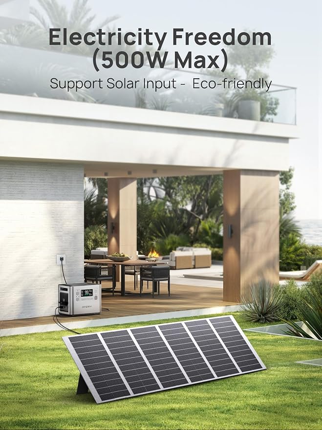AFERIY P210 2400W Portable Power Station with 400W Solar Panel, 2048Wh LiFePO4 Battery Backup with AC & Solar Charging, Quiet Generator for Home Use, Outdoor Camping, RV, Emergency Power Supply