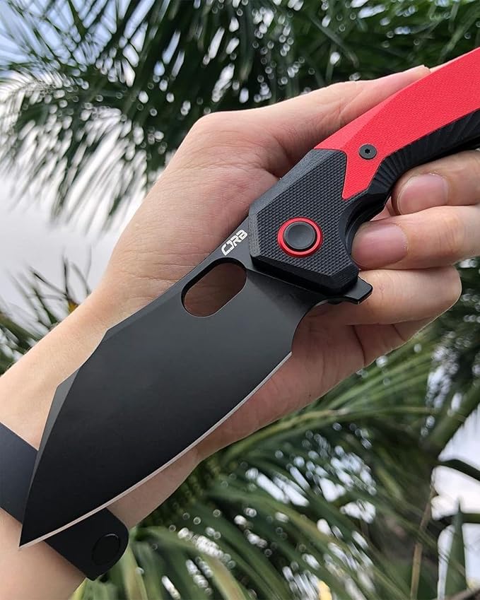 CJRB Folding Pocket Knife Caldera (J1923) AR-RPM9 Powder Steel Red G10 Handle for Men EDC Camping Hiking Outdoor