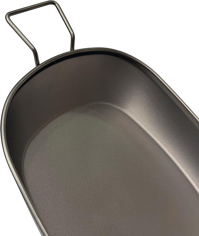 Valtcan Titanium Lunch Tray Grill Food Plate for Camping with Side Handles Reheatable Over Fire and Stove for Outdoor and Home Use Ultralight Weighs 118g