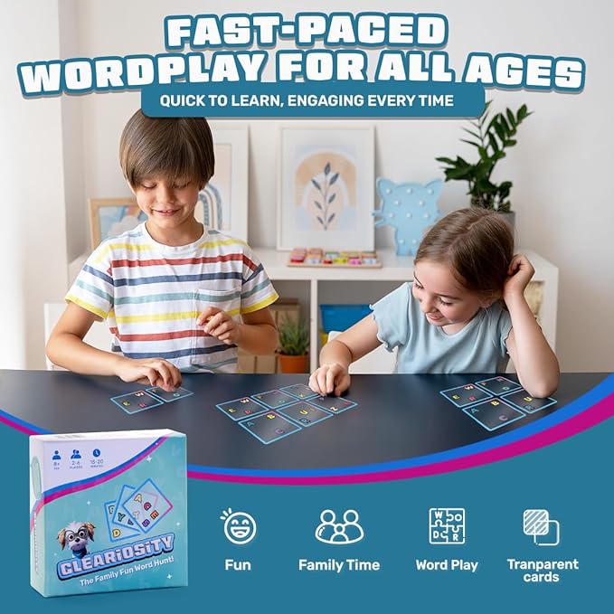 ??Fast-Paced Transparent Word Card Game for Adults & Teens, Educational & Fun Travel Games for Road Trips, Party and Family Games for Kids & Adults Game Night Fun, 2?? Players, Ages 8+