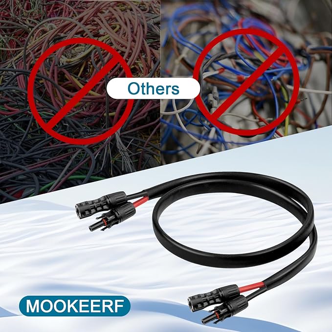 Solar Panel Extension Cable - 8AWG 15FT Solar Wire with Female & Male Waterproof Connector Flame Retardant Protective Sleeving PV Wire for RV, Photovoltaic Systems, Home, Boat, Solar Panels, Car
