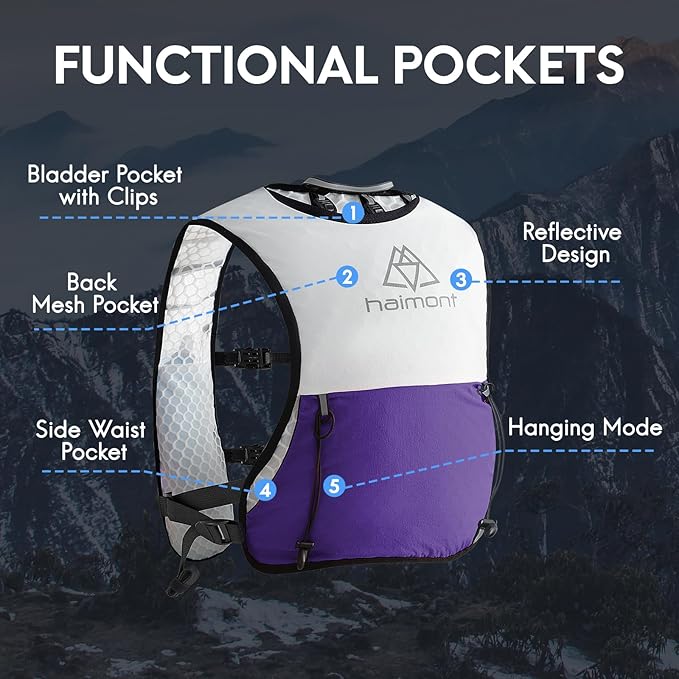 Haimont Running Hydration Vest, 5L Lightweight Runner Vest Pack for Women Men, Trail Running