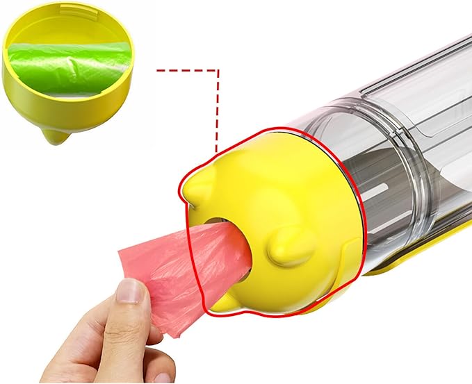 DoqiPaw Dog Travel Water Bottle Leak Proof No Spill Lead Leash Waterer Feeder Accessory Alternative to Dispenser Portable Pet Bowl Large Dogs(500ml) (Yellow)
